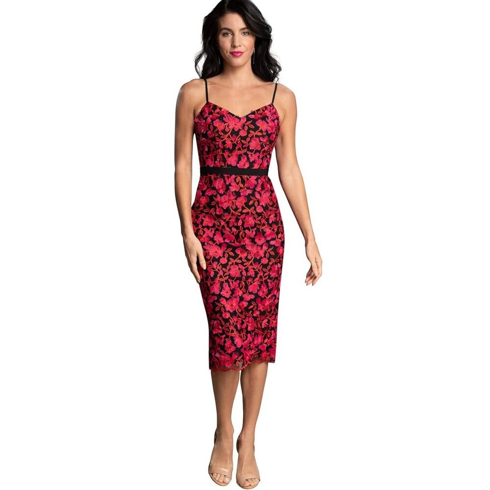 Dress the Population NWT Emma Floral Embroidered Sheath Dress Size S